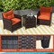 Outdoor 3 Piece Wicker Patio Set with Cushions and Glass Top Table